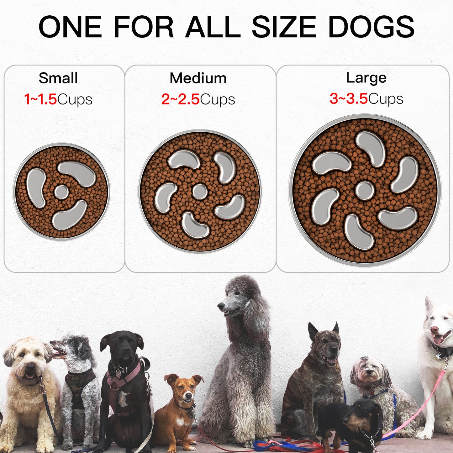 Double-Wall Non-Skid Stainless Steel Slow Feeder Dog Bowl, Small:1-Cup