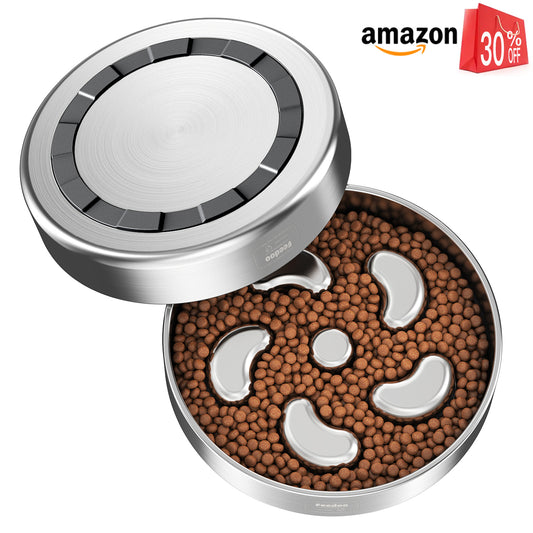 Double-Wall Non-Skid Stainless Steel Slow Feeder Dog Bowl, Medium: 2-Cup