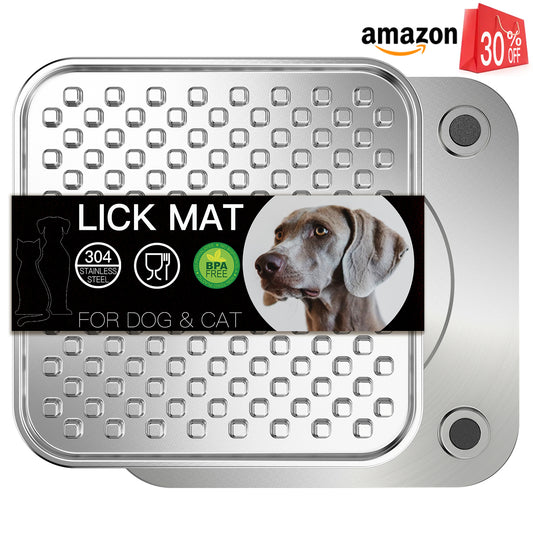 Double-Wall Stainless Steel Lick Mat for Dogs & Cats, Anxiety Relief, Large