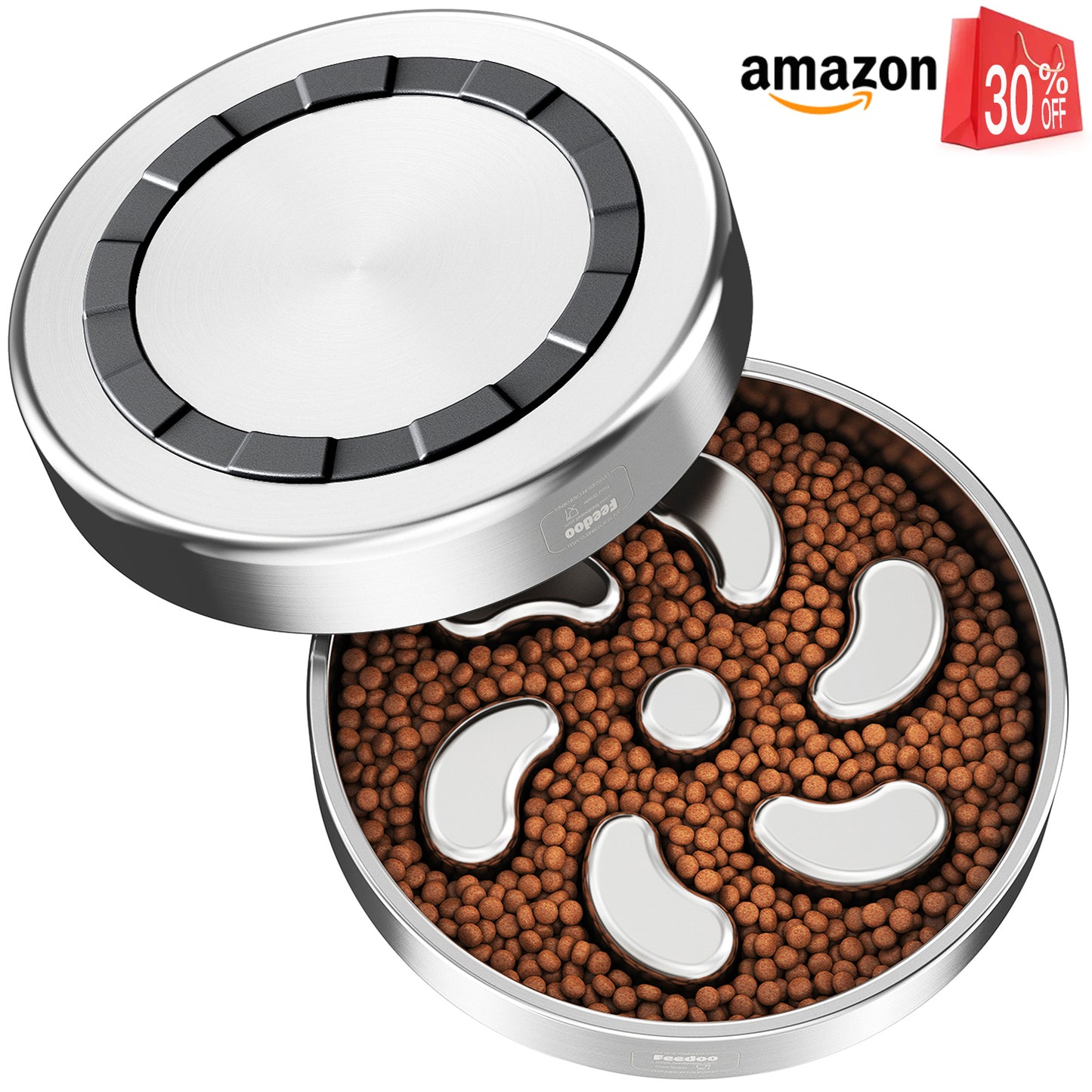 Double-Wall Non-Skid Stainless Steel Slow Feeder Dog Bowl, Large: 3-cup