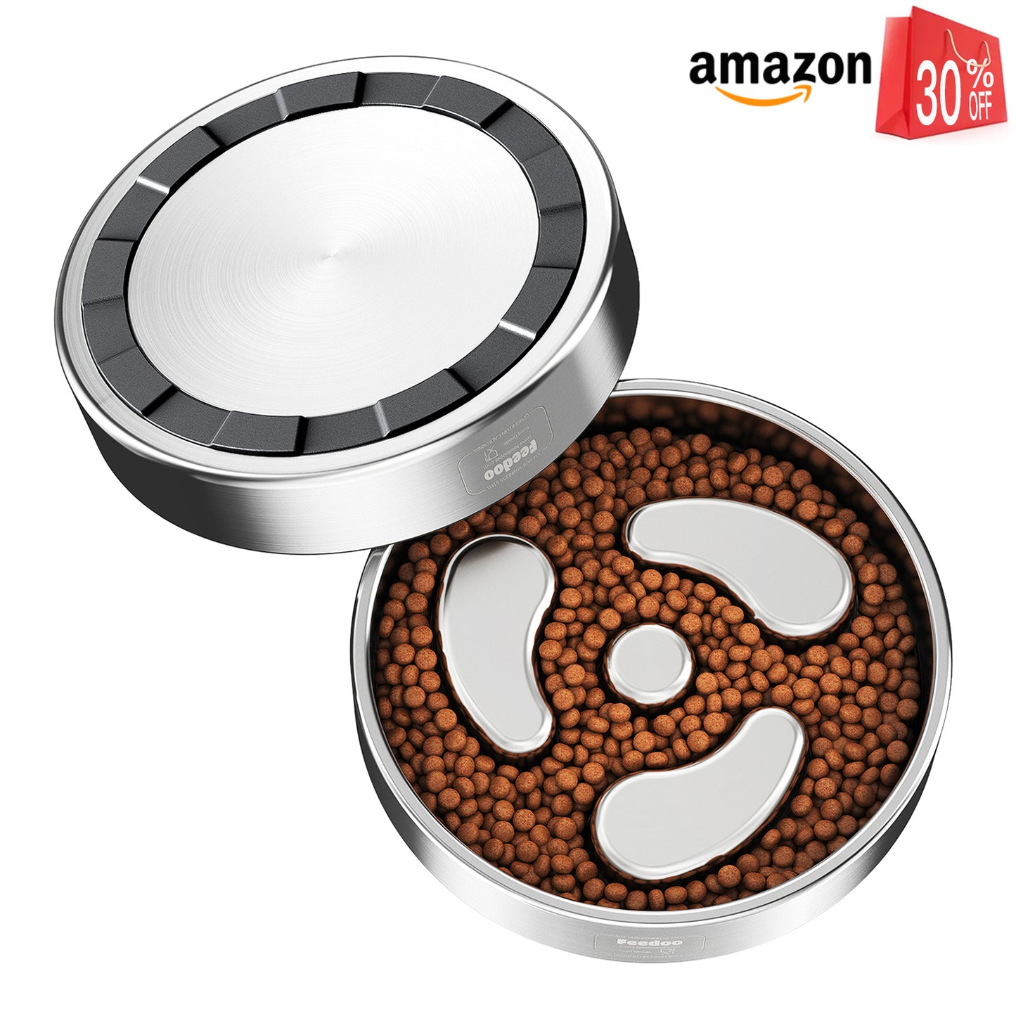 Double-Wall Non-Skid Stainless Steel Slow Feeder Dog Bowl, Small:1-Cup